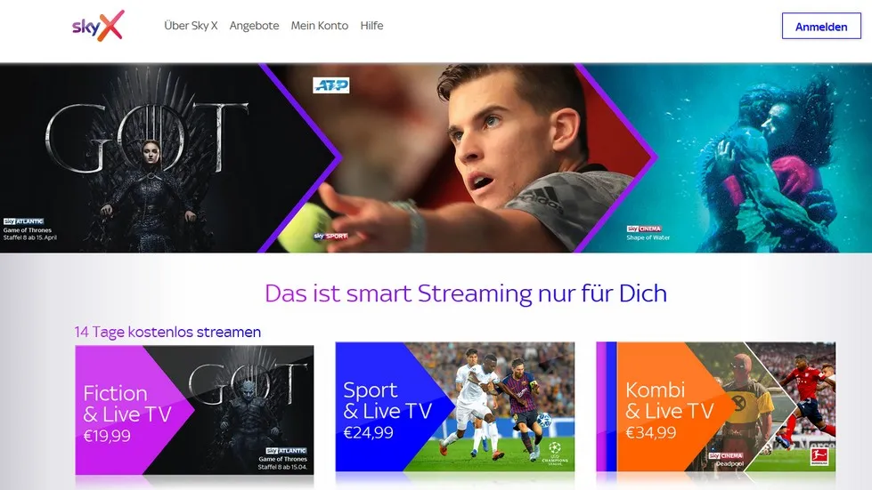 skyX Website Ein Ausschnitt aus der SkyX Website.