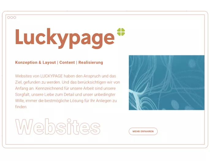 Ein Werbebild und eine Erklärung von Luckypage. 